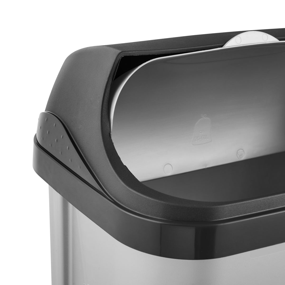 Keeeper Rasmus cubo de basura con tapa giratoria. Capacidad 25 litros, color plata