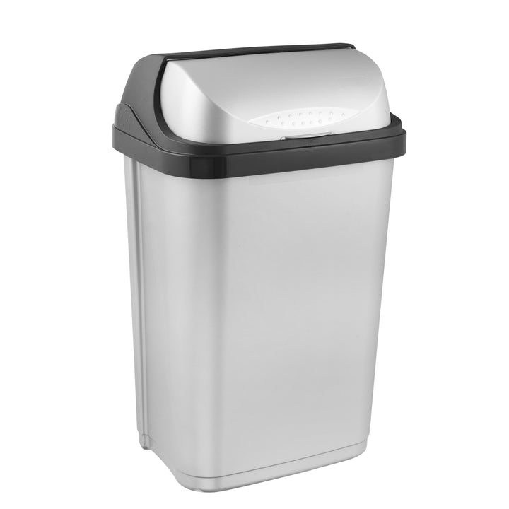 Keeeper Rasmus cubo de basura con tapa giratoria. Capacidad 25 litros, color plata