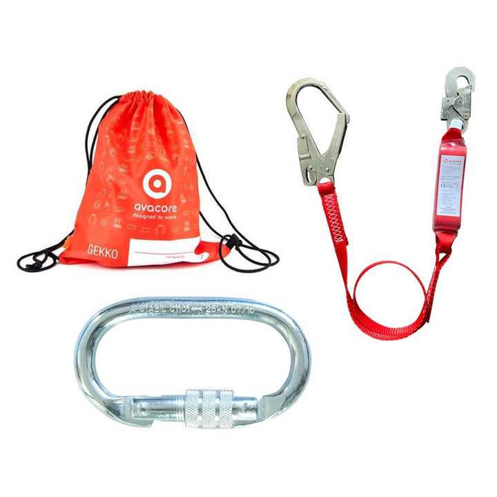 Avacore Gekko Equipamento básico de proteção contra quedas Kit de proteção contra quedas Proteção contra quedas com bolsa de transporte Peso máximo do usuário. 100 kg Tamanho universal