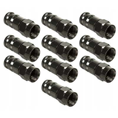 Conector de compressão Maclean MCTV-916 F, RG-6, profissional, níquel, preto, 10 peças