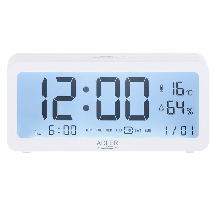 Despertador a pilhas Adler AD1195w, branco, com iluminação