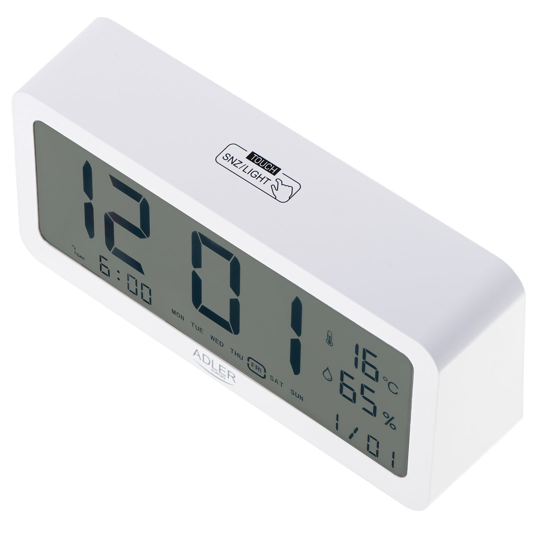 Despertador a pilhas Adler AD1195w, branco, com iluminação