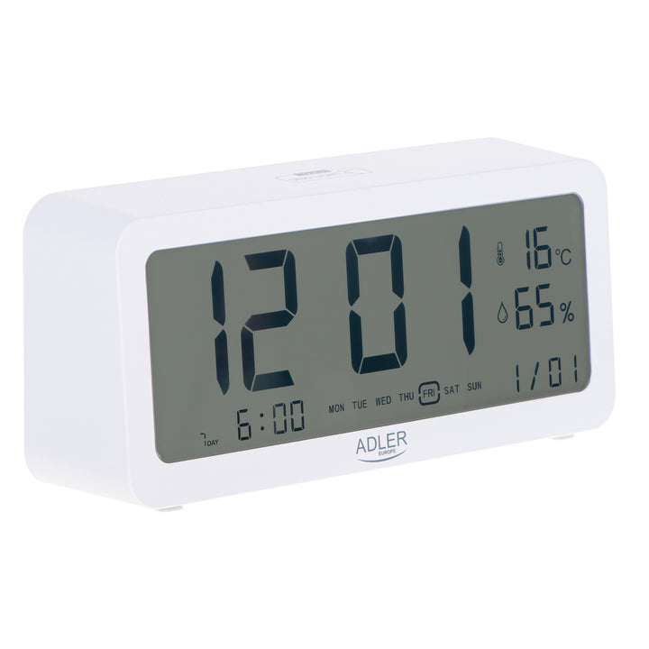 Despertador a pilhas Adler AD1195w, branco, com iluminação