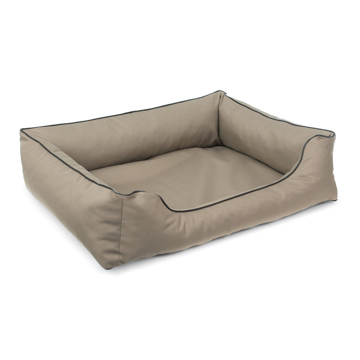 Sofá cama ortopédico Valencia para cães bege com acabamento preto 100 x 75 cm