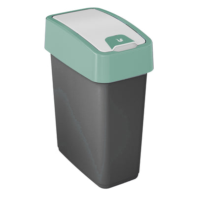Papelera con tapa de empuje 10l Keeeper Magne - color de la tapa verde