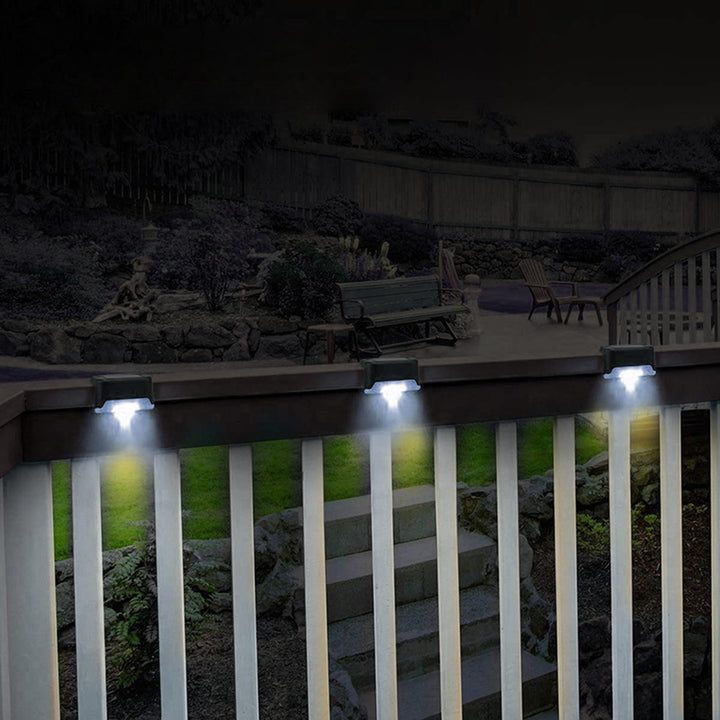 8x Maclean MCE319 Lâmpada solar com sensor de crepúsculo Lâmpada solar para terraço escadas cerca 4000K, Ni-MH 100 mAh, 80x45x45mm, IP44