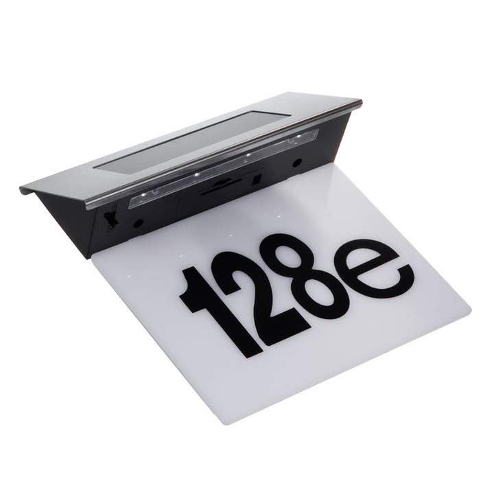 Maclean MCE423 Luz solar LED para números de porta, IP44, 1 W, 60 lm, 6000 K, bateria recarregável de 600 mAh, 2,5 V DC 70 mA