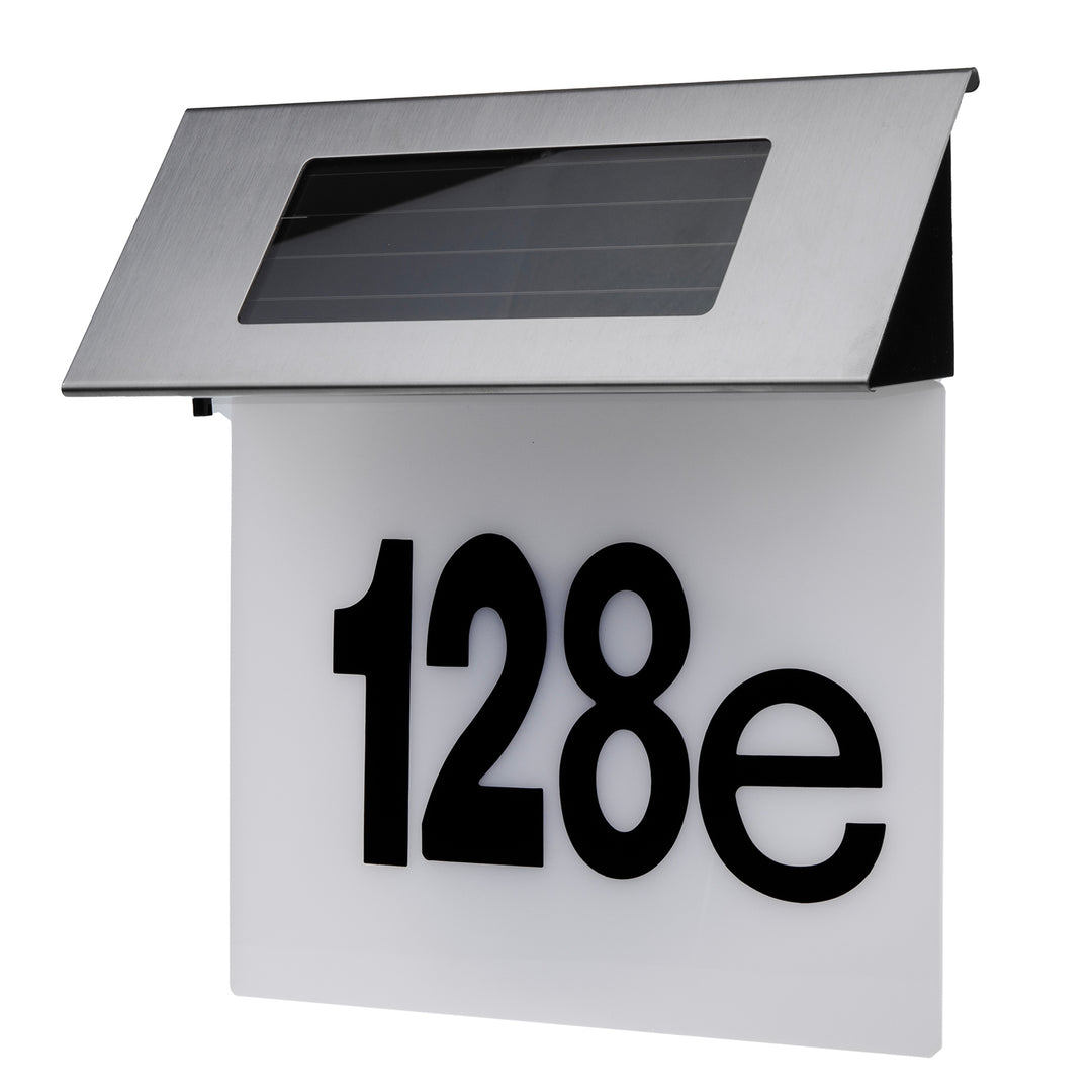 Maclean MCE423 Luz solar LED para números de porta, IP44, 1 W, 60 lm, 6000 K, bateria recarregável de 600 mAh, 2,5 V DC 70 mA