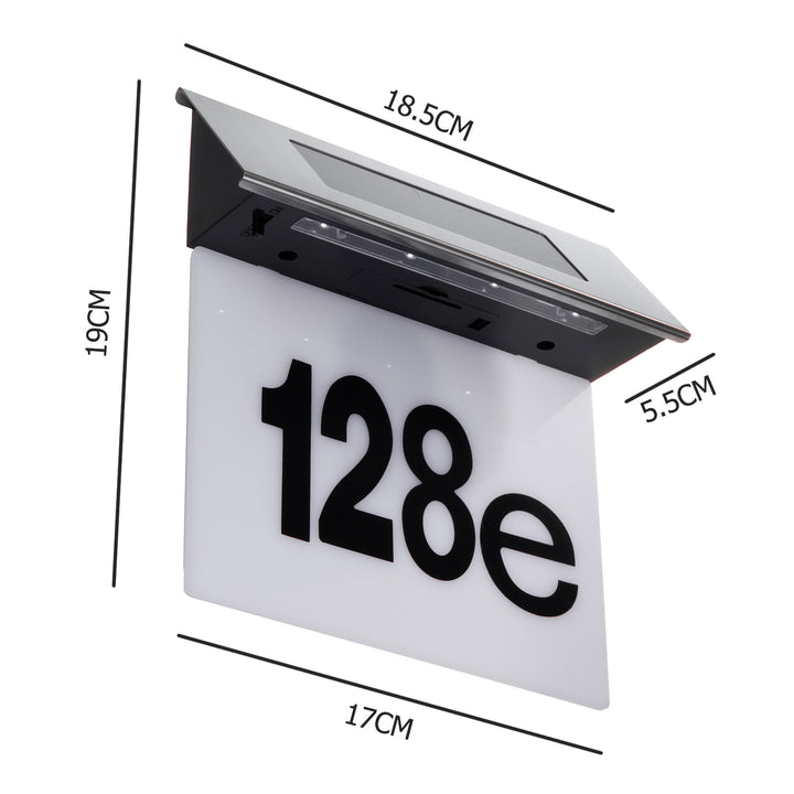 Maclean MCE423 Luz solar LED para números de porta, IP44, 1 W, 60 lm, 6000 K, bateria recarregável de 600 mAh, 2,5 V DC 70 mA