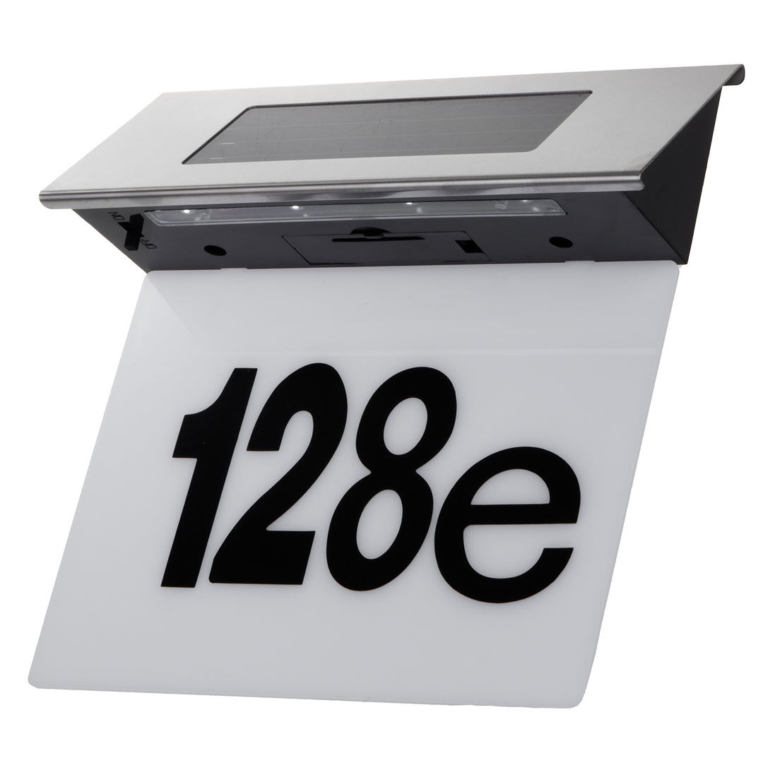 Maclean MCE423 Luz solar LED para números de porta, IP44, 1 W, 60 lm, 6000 K, bateria recarregável de 600 mAh, 2,5 V DC 70 mA