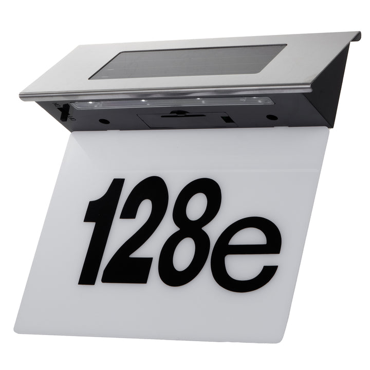 Maclean MCE423 Luz solar LED para números de porta, IP44, 1 W, 60 lm, 6000 K, bateria recarregável de 600 mAh, 2,5 V DC 70 mA