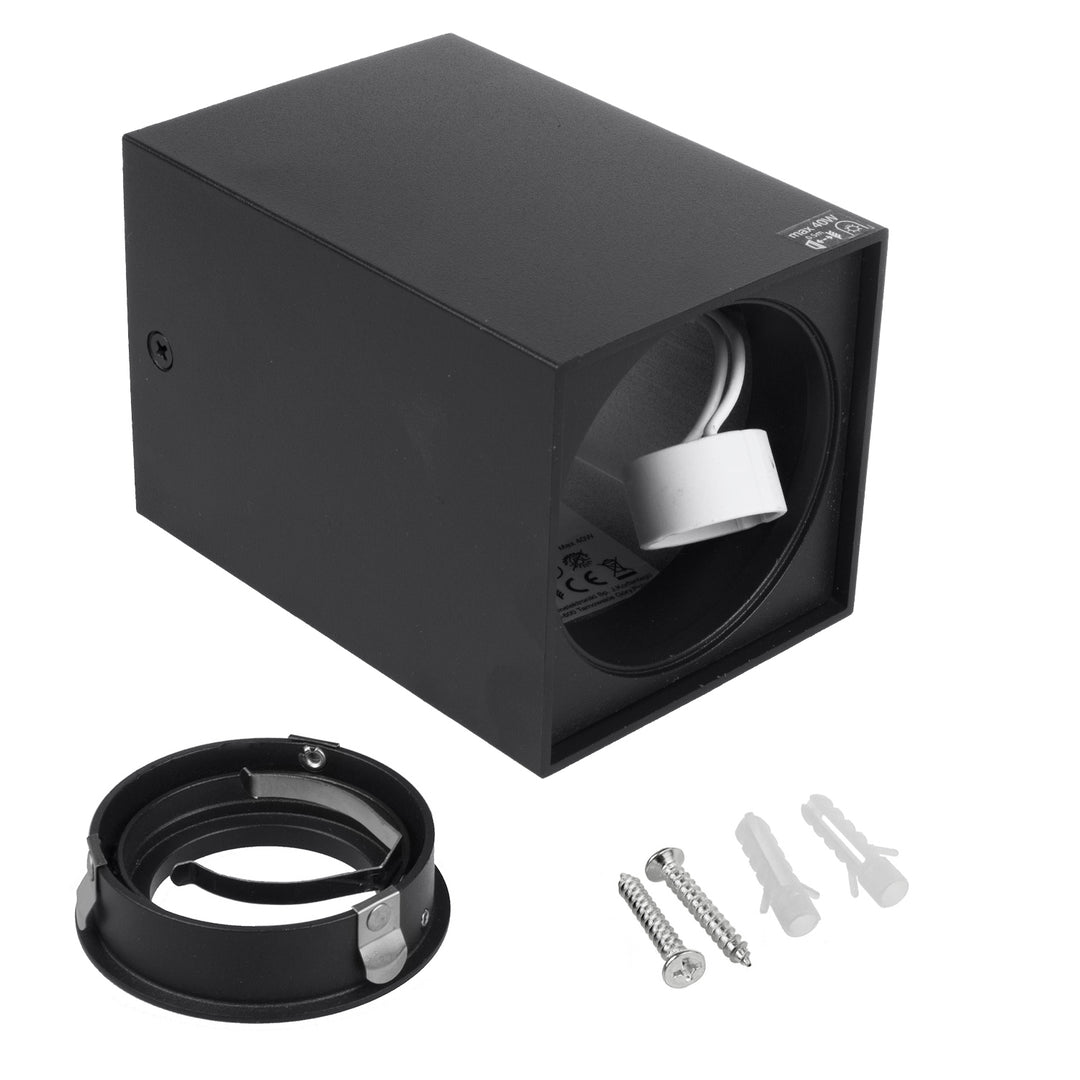 Luminária de superfície/tubo Maclean 3x, spot, quadrada, alumínio, GU10, 80x80x115mm, preta, MCE426 B + 3 lâmpadas LED de 5W