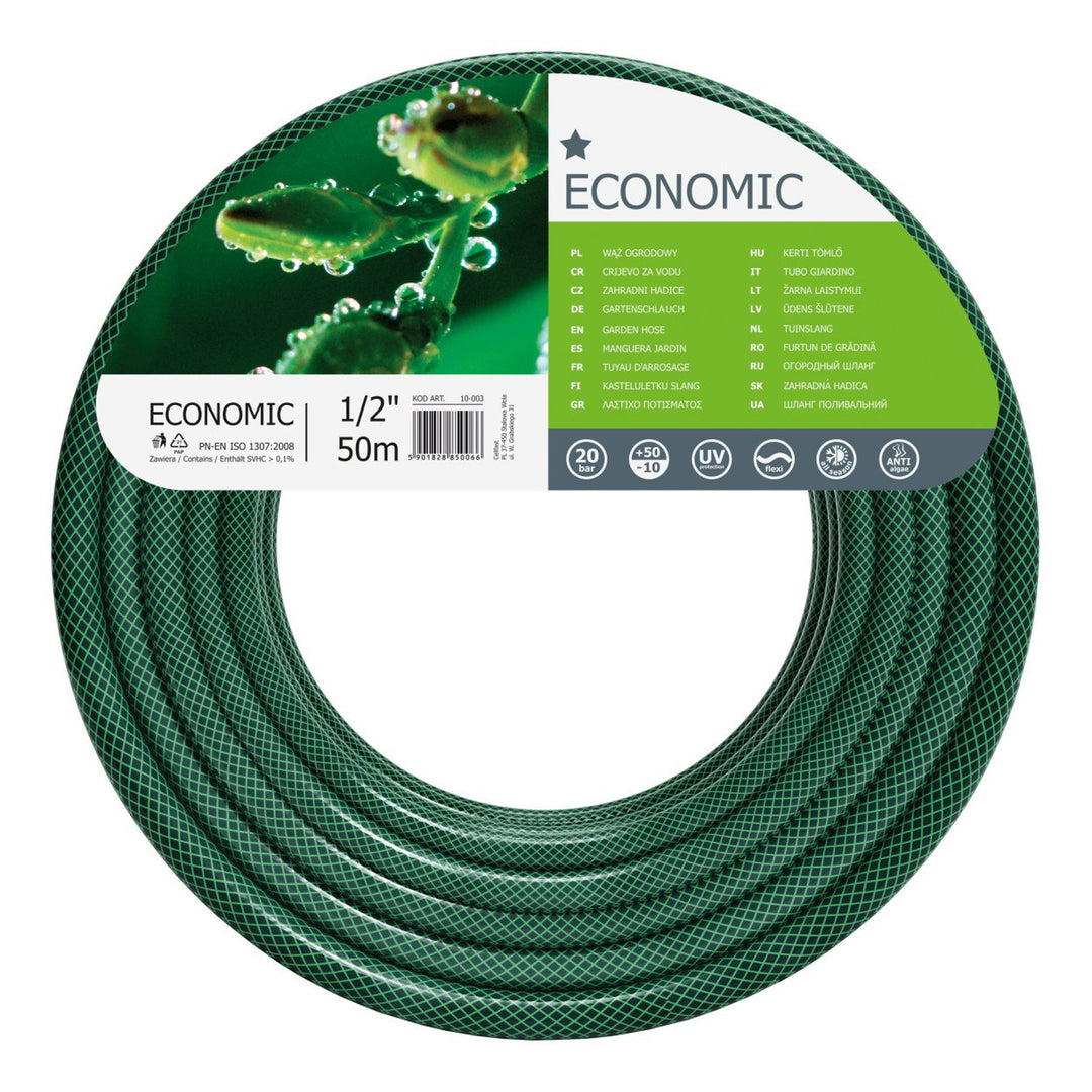 Conjunto de jardim Cellfast, mangueira económica de 1/2'' 50 m, carrinho Aluplus de 1/2'' 60 m