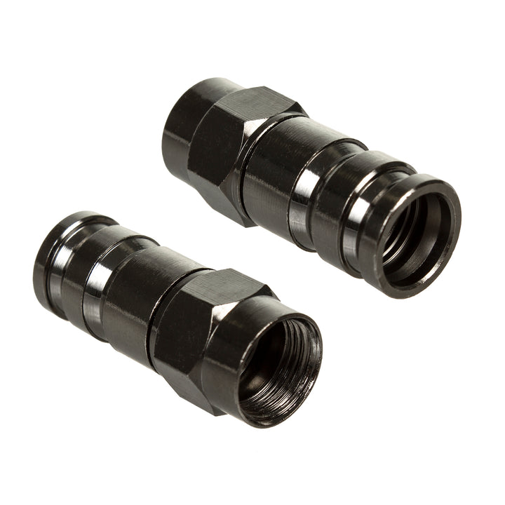 100x Maclean, Conector de Compressão F, RG-6, Profissional, Níquel, Preto, MCTV-916