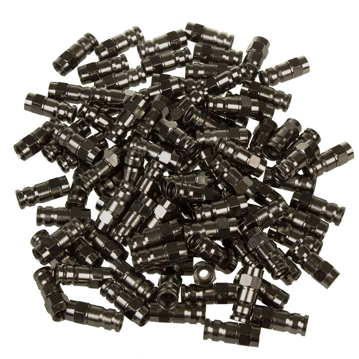 100x Maclean, Conector de Compressão F, RG-6, Profissional, Níquel, Preto, MCTV-916