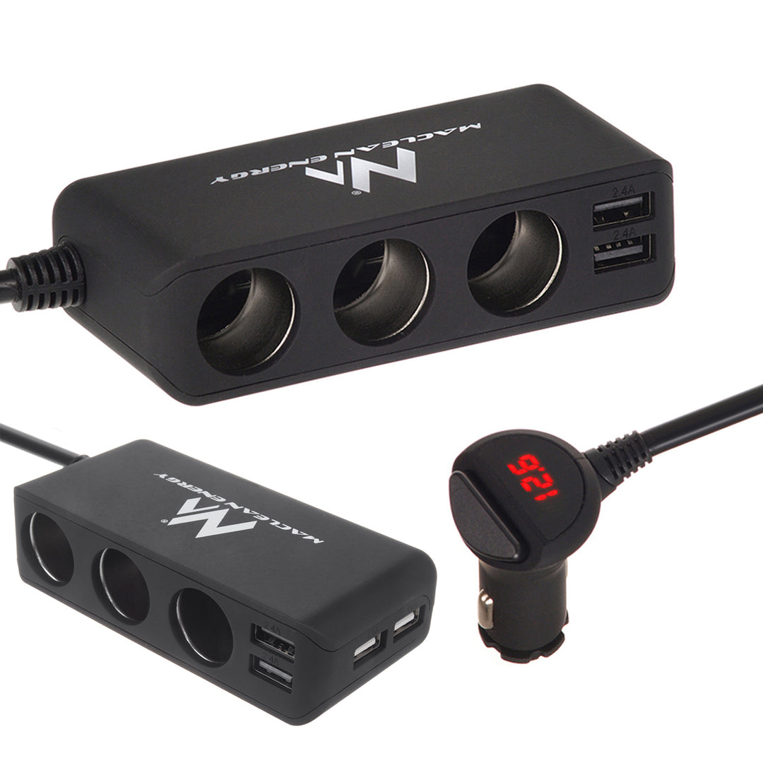 Carregador de isqueiro de automóvel Maclean, voltímetro, 120 W