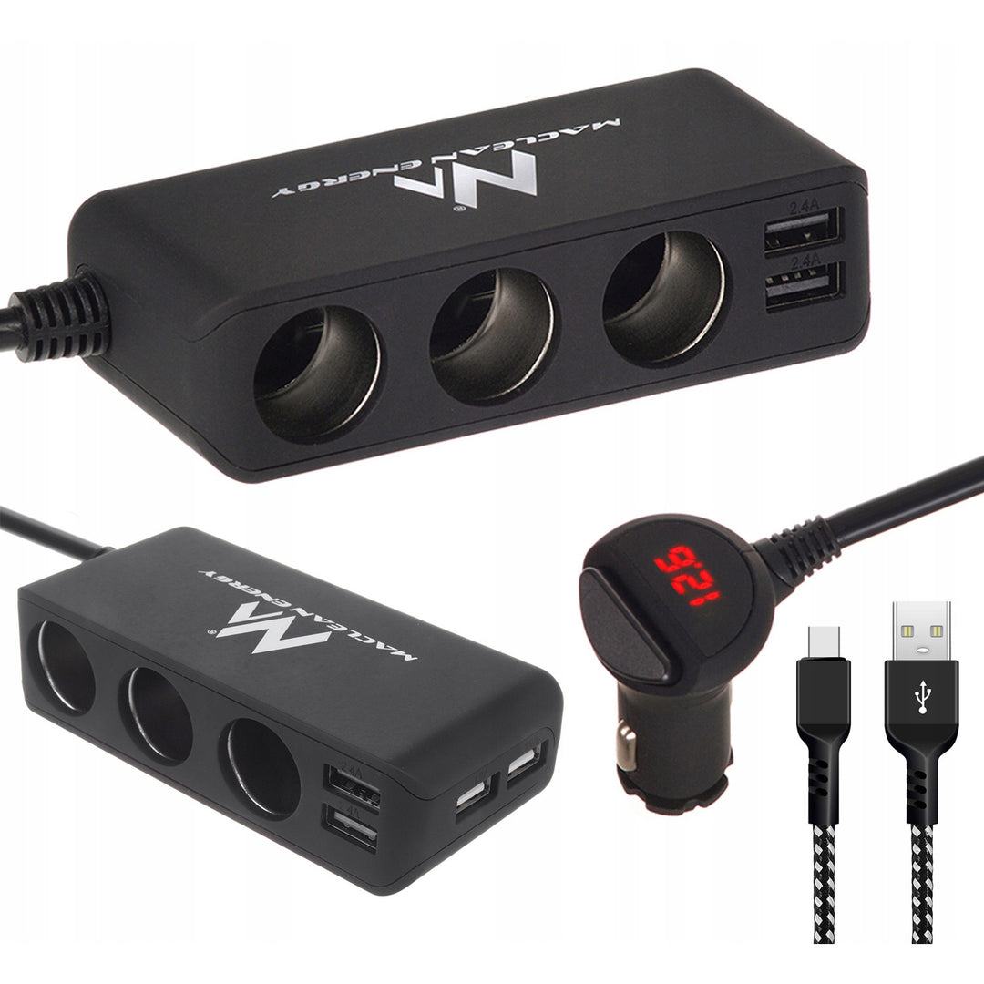 Carregador de isqueiro de automóvel Maclean, voltímetro, 120 W