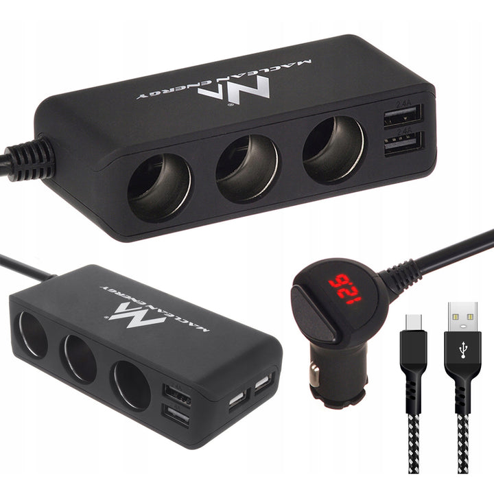 Carregador de isqueiro de automóvel Maclean, voltímetro, 120 W