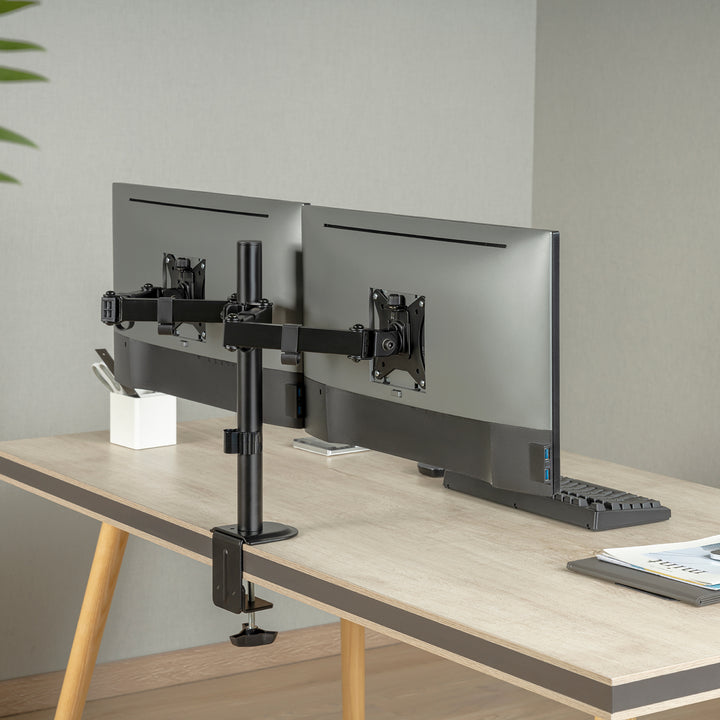 Suporte de secretária para monitor duplo Maclean MC-754N, VESA 75x75 e 100x100, 17-32", carga máxima 2 x 9 kg