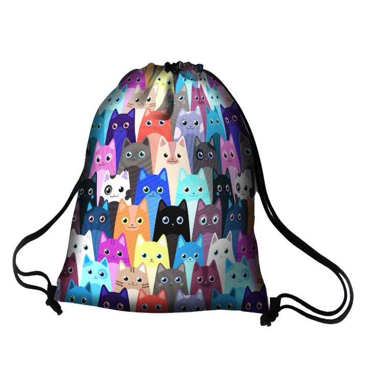 Bertoni Arco Design Bolsa Traseira Impressão em Cores, Mochila Impermeável, Impressão Miau, EE0035