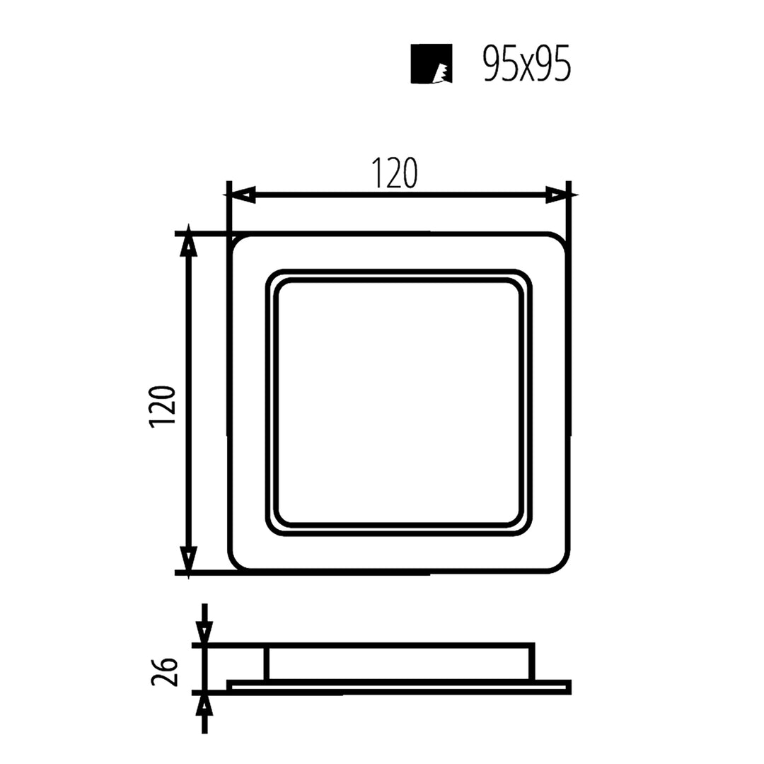 Painel de teto LED Maclean MCE373 S, montagem embutida fina, 9 W, branco neutro 4000 K, 120 x 120 x 26 mm, 900 lm
