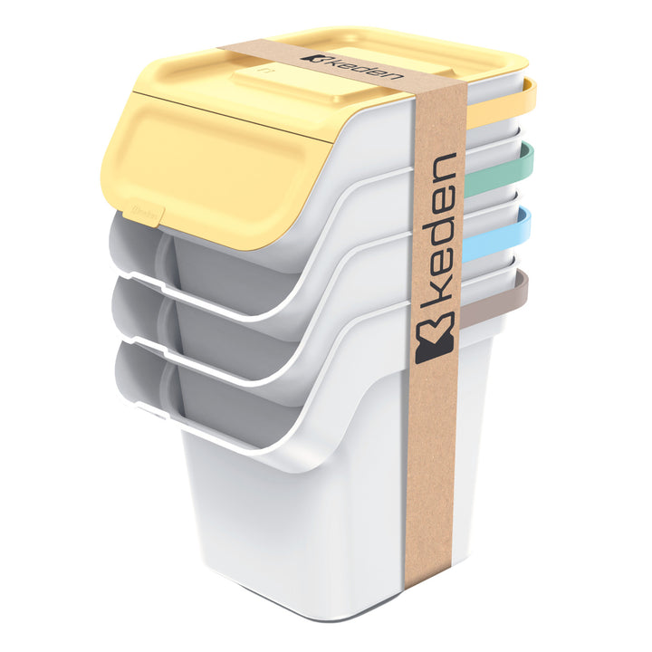 Conjunto de Papeleiras Keden Kaddi Q Set, para Separação de Resíduos, 4x20 Litros, Cinzas