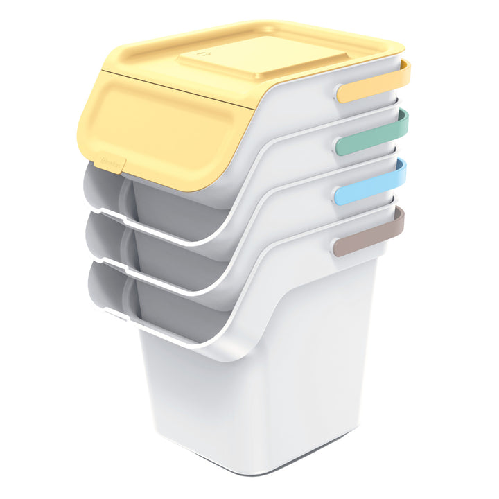 Conjunto de Papeleiras Keden Kaddi Q Set, para Separação de Resíduos, 4x20 Litros, Cinzas