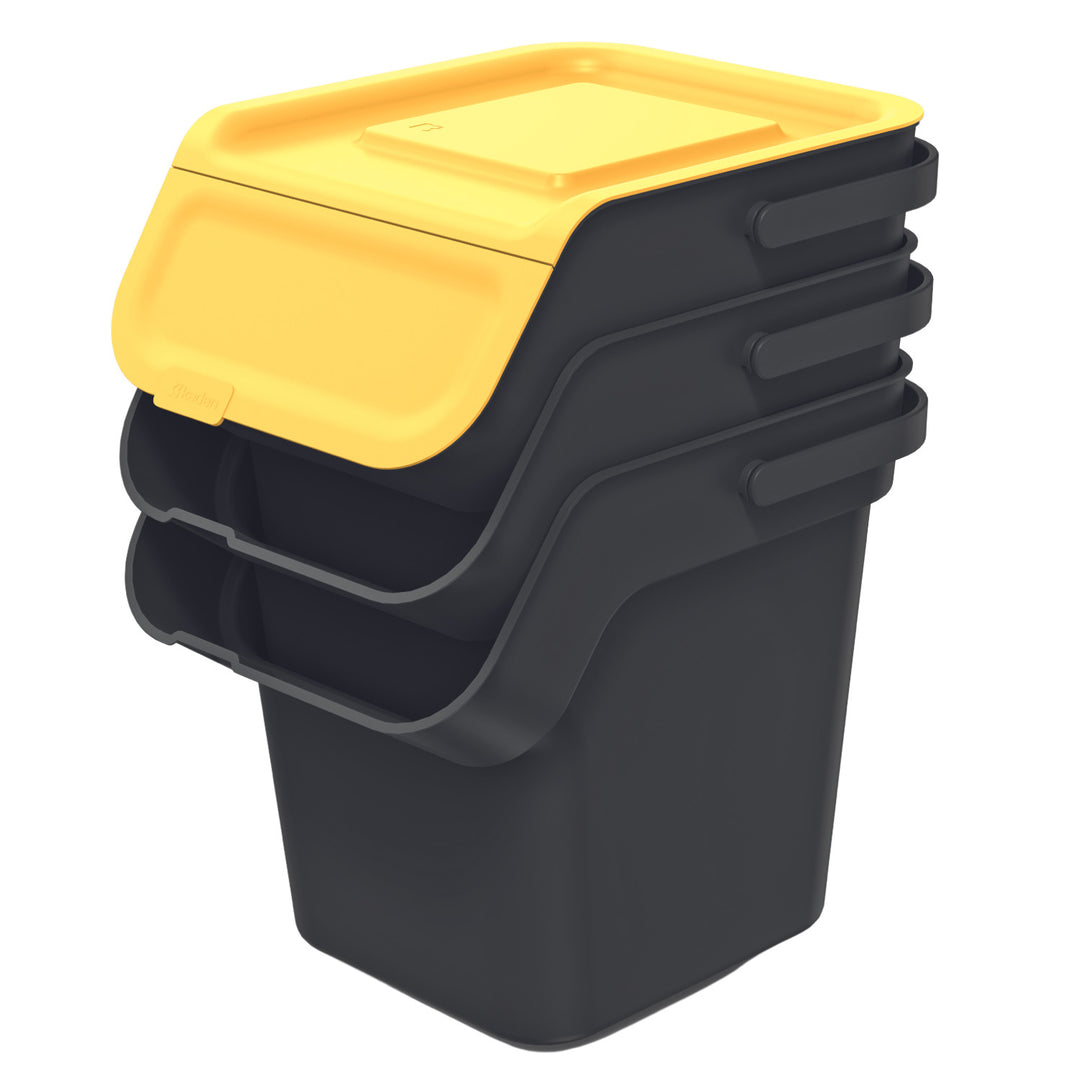 Conjunto de Papeleiras Keden Kaddi Q Set, para Recolha Separada, 3 x 20 Litros, Preto
