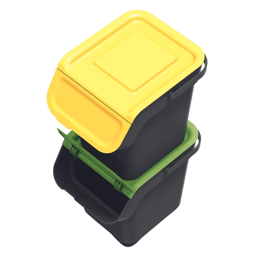 Conjunto de Papeleiras Keden Kaddi Q Set, para Recolha Separada, 3 x 20 Litros, Preto