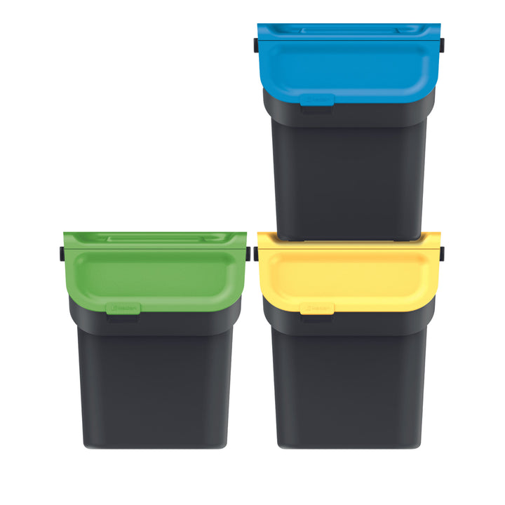 Conjunto de Papeleiras Keden Kaddi Q Set, para Recolha Separada, 3 x 20 Litros, Preto