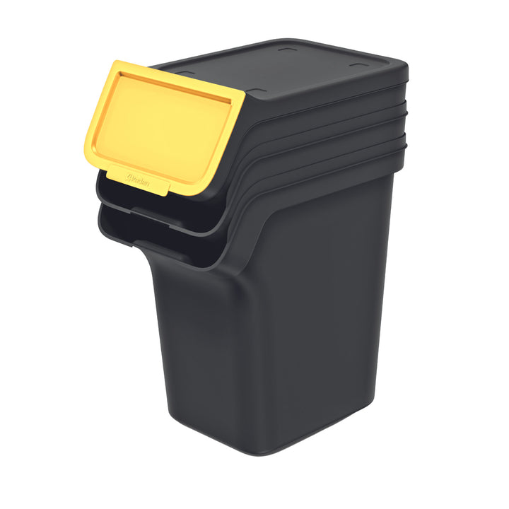 Conjunto de contentores para reciclagem Keden Stackbox com sistema de separação de resíduos, 3x20 litros, preto