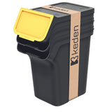 Conjunto de contentores para reciclagem Keden Stackbox com sistema de separação de resíduos, 3x20 litros, preto