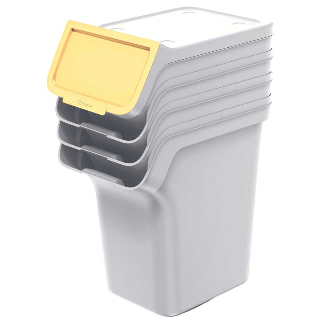 Conjunto de contentores de reciclagem Keden Stackbox com sistema de separação de resíduos, 4 x 20 litros, cinzas