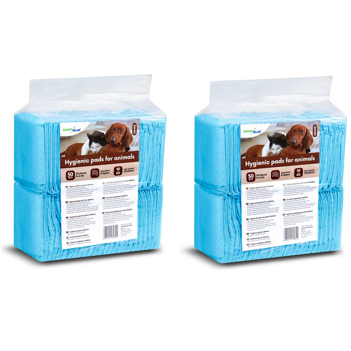 GreenBlue GB495 Tapetes higiénicos descartáveis de 6 camadas para treino de cães e cachorros (60 x 40 cm, 100 unidades)