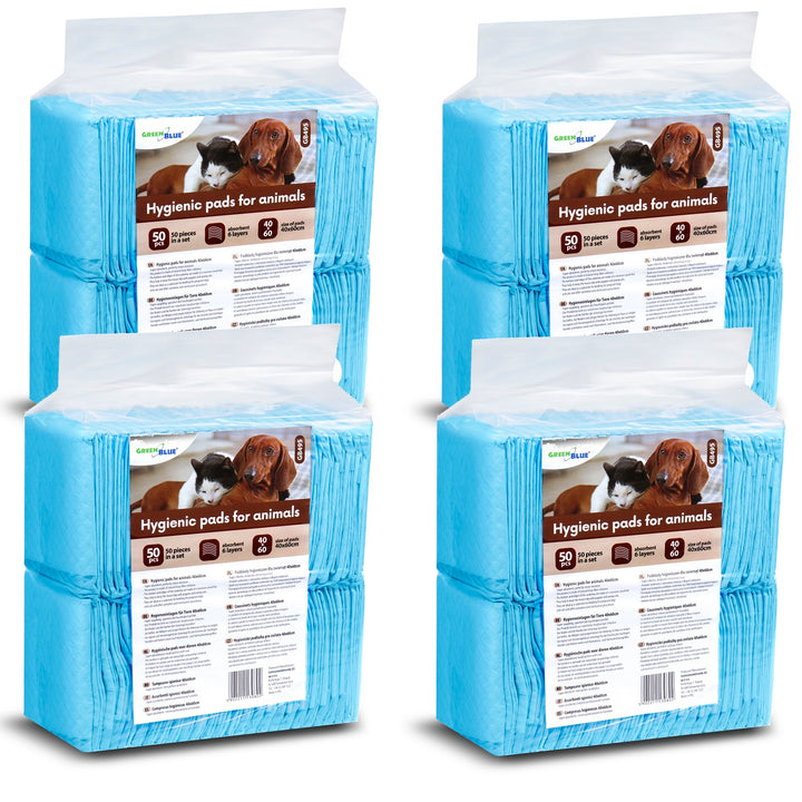 GreenBlue GB495 Tapetes higiénicos descartáveis de 6 camadas para treino de cães e cachorros (60 x 40 cm, 200 unidades)