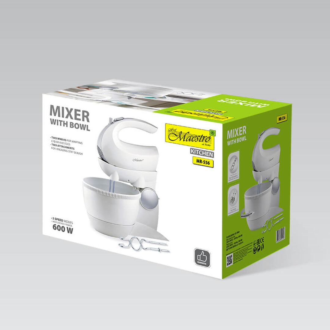 Batedeira giratória Maestro MR-556, 5 velocidades, função turbo, 600 W, branca
