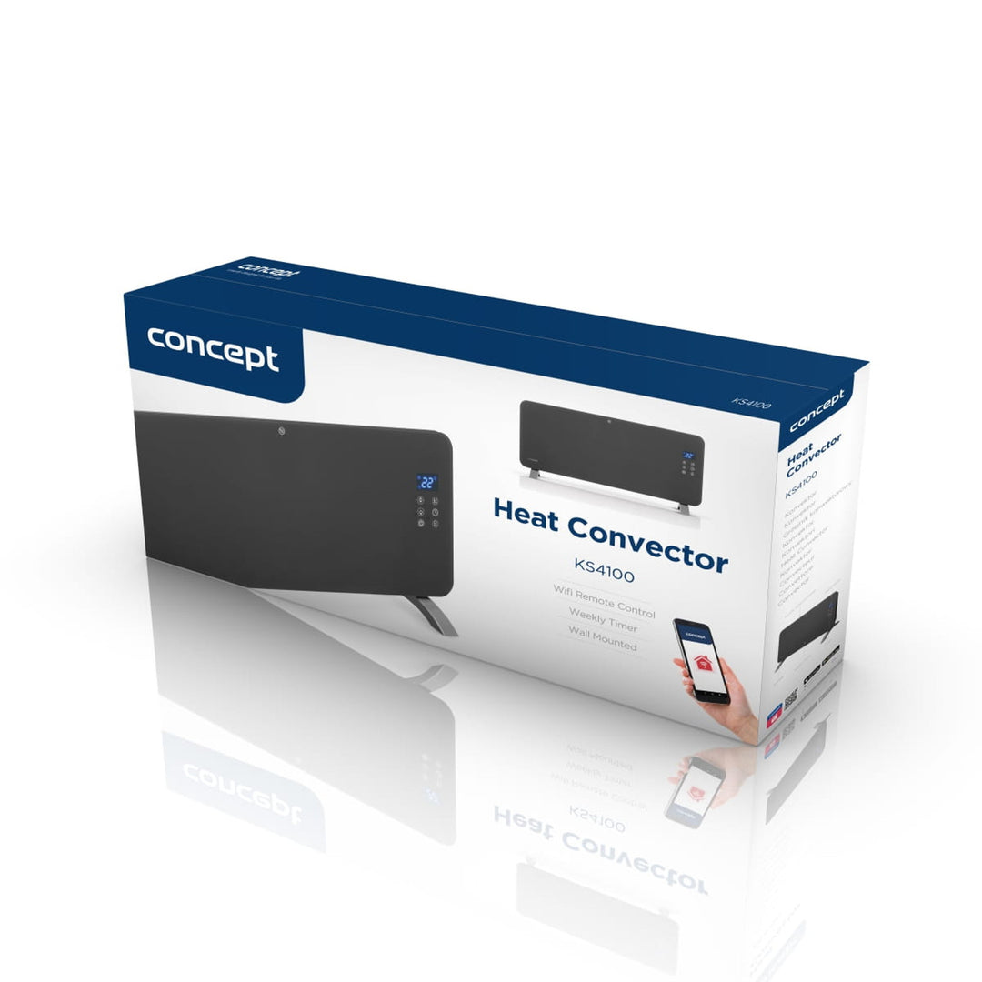 Aquecedor cerâmico Concept QH4100, radiador de parede, visor LED, temporizador, cinzento
