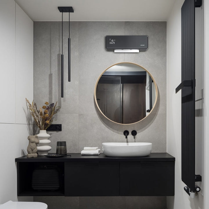 Aquecedor cerâmico Concept QH4100, radiador de parede, visor LED, temporizador, cinzento