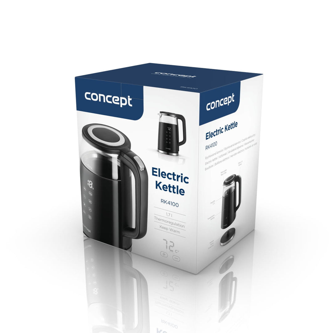 Chaleira elétrica em vidro Concept RK4100 1,7L com controlo de temperatura