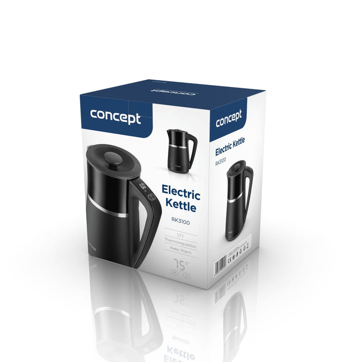 Chaleira elétrica de parede dupla Concept RK3100 com controlo de temperatura Capacidade 1,7 l