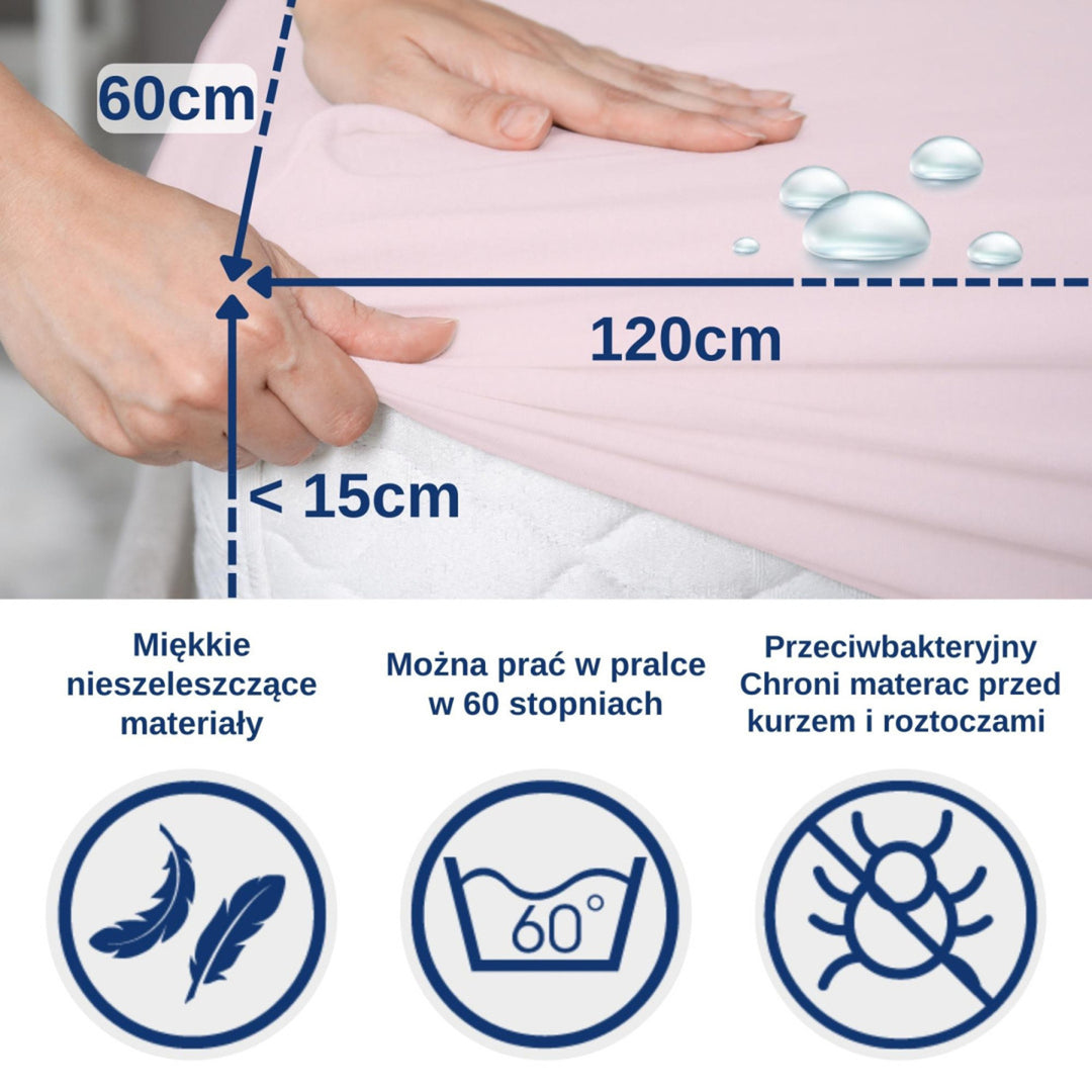 Lençol de berço impermeável Snibbs, rosa, 60x120 cm, T-SNI-100232