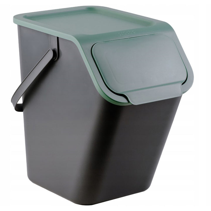 Conjunto de 3 contentores de lixo Practic Bini, empilháveis, com tampa de clique, separador de resíduos de cozinha, 3x25L com filtro