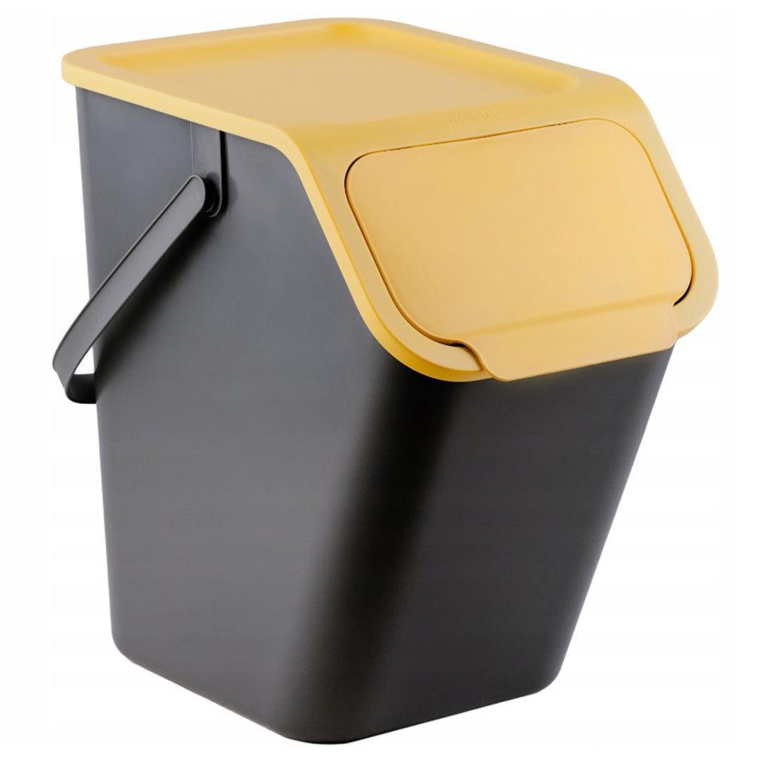 Conjunto de 3 contentores de lixo Practic Bini, empilháveis, com tampa de clique, separador de resíduos de cozinha, 3x25L com filtro