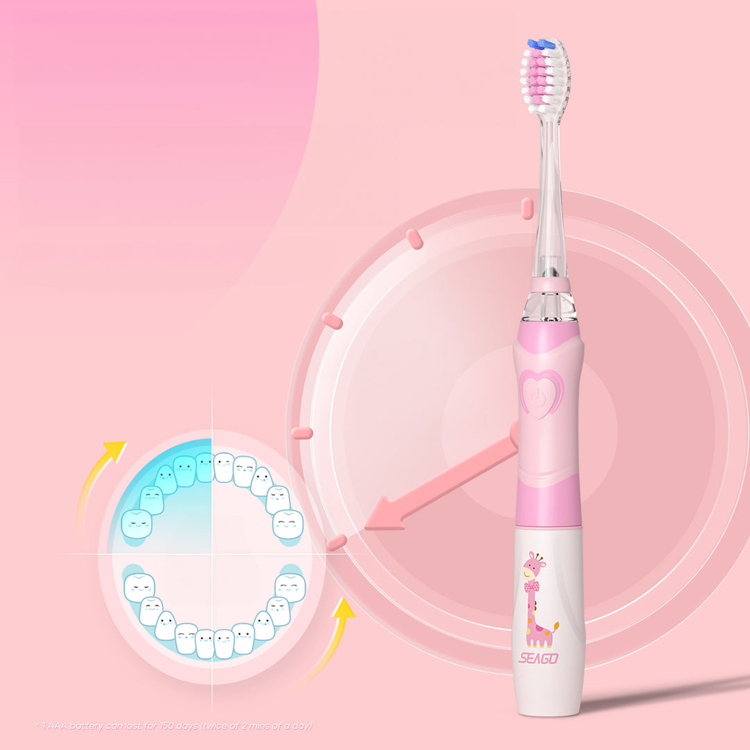 Escova de dentes sónica infantil SEAGO, rosa, 1xAA 1,5V (não incluída), 3 pontas de substituição, SG-977 rosa