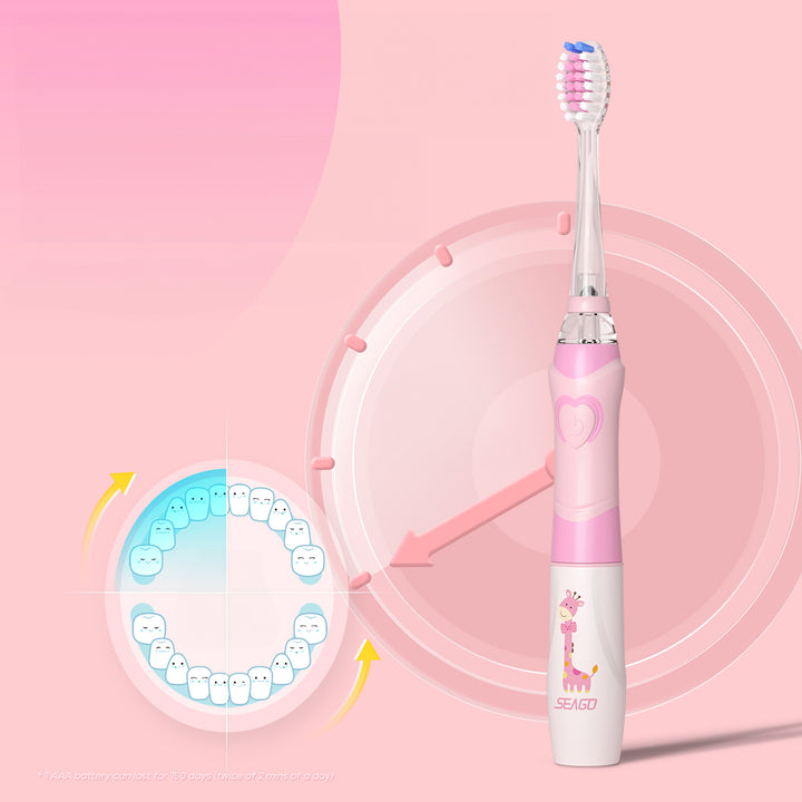 Escova de dentes sónica infantil SEAGO, rosa, 1xAA 1,5V (não incluída), 3 pontas de substituição, SG-977 rosa
