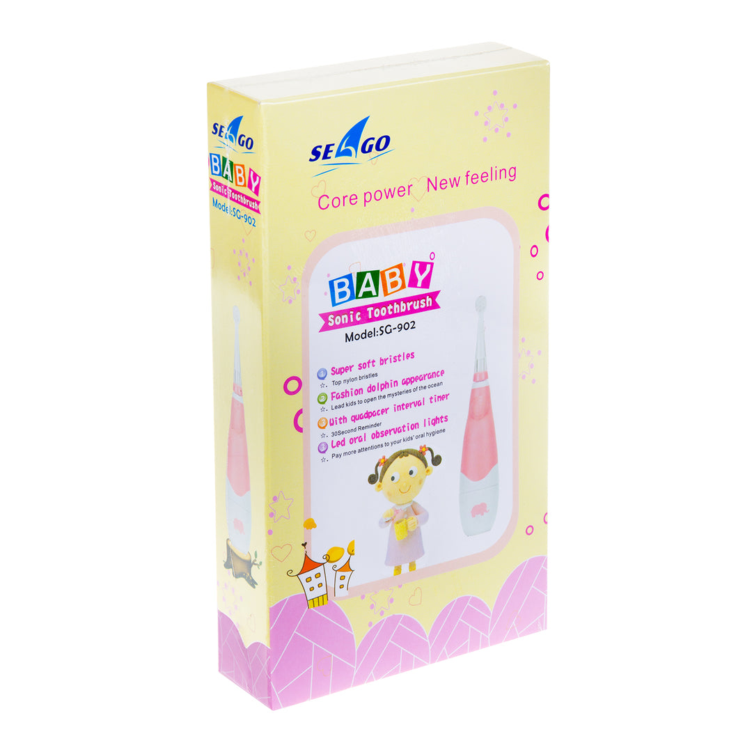 Escova de dentes sónica infantil SEAGO, rosa, 1xAA 1,5 V (não incluída), 4 pontas de substituição, SG-902 rosa