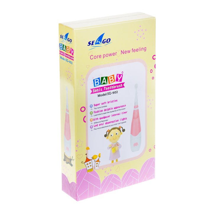 Escova de dentes sónica infantil SEAGO, rosa, 1xAA 1,5 V (não incluída), 4 pontas de substituição, SG-902 rosa