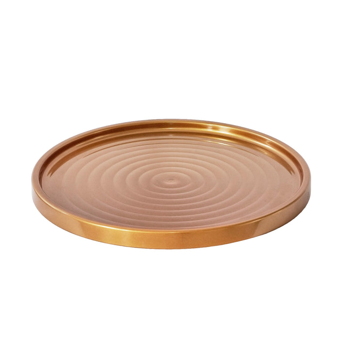Mesa Branq, redonda, com cesto de arrumação, dourada, Zen 1850