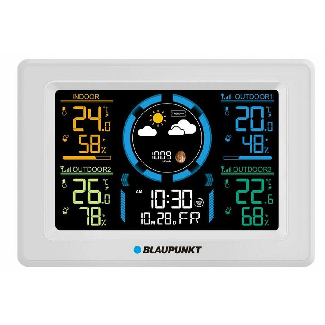 Estação meteorológica de Blaupunkt, higrómetro, pressão, previsão, 3 sensores, WS40WH