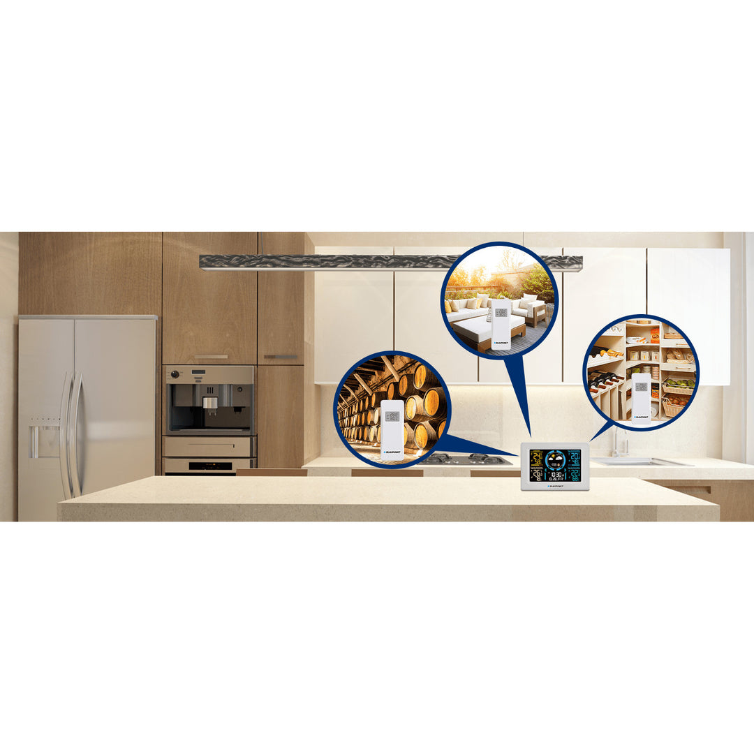 Estação meteorológica de Blaupunkt, higrómetro, pressão, previsão, 3 sensores, WS40WH